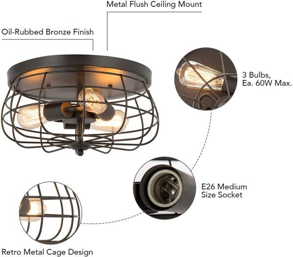 Vintage Industrial Style Iron Bedroom Ceiling Lights